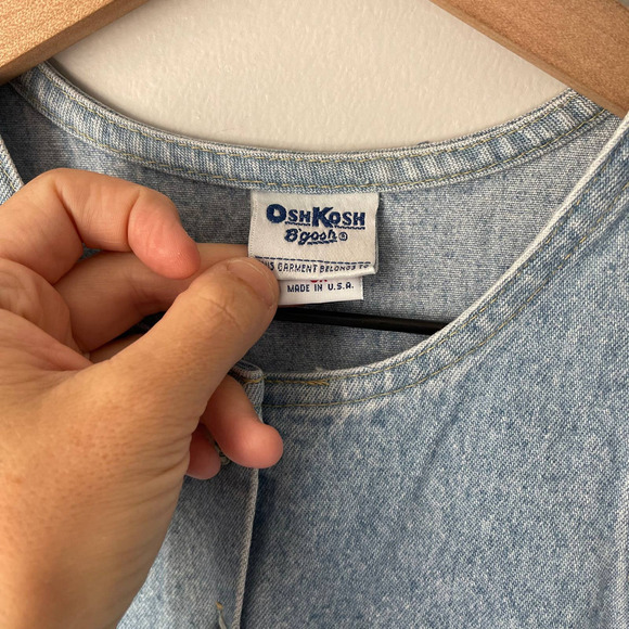 Vintage OshKosh Girl's Denim Button Front Sleeveless Dress Size 6x - Picture 3 of 5